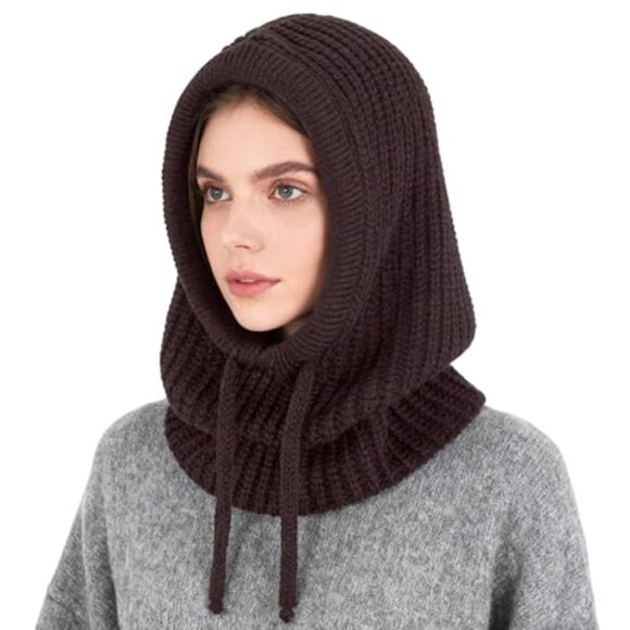 Knit Hooded Scarf Hat Balaclava Beanie Neck Gaiter Winter Warm main image 6